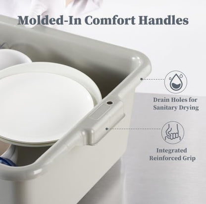 CURTA 3Pack Commercial Bus Tub with Lids, 21"x15"x7" Gray NSF Dish Box - size: 21.06" x 15.35" x 7.09" - With Lid