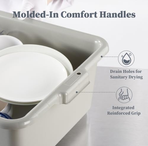 CURTA Bus Tub with Lids 3 Pack, 21"x15"x5" Gray NSF Dish Box - size: 21.06" x 15.35" x 4.92" - With Lid