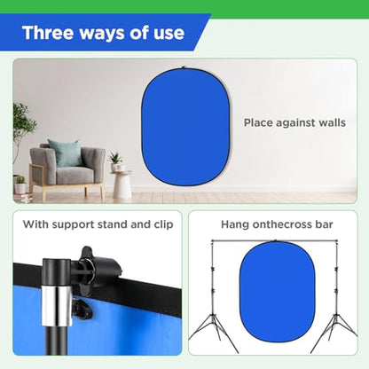 Green Screen Chromakey Backdrop with Stand,Portable 59 * 39inch Blue&Green Screen 2 in 1 Pop Up Collapsible Backdrop for Photo and Video Shooting,Gaming(Green & Blue) - color: Green&Blue