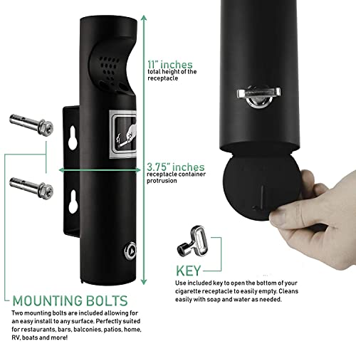 ELITRA HOME – Elitra Wall Mounted Cigarette Butt Receptacle – Black - color: Black