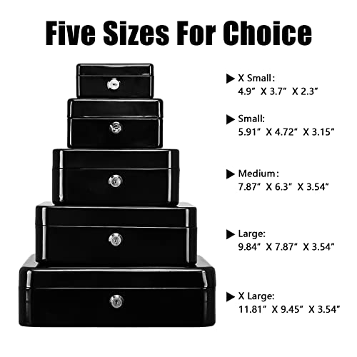 KYODOLED Metal Cash Box with Money Tray and Lock,Money Box with Cash Tray,Cash Drawer,11.81"x 9.45"x 3.54" Black X Large - color: Black, size: X Large