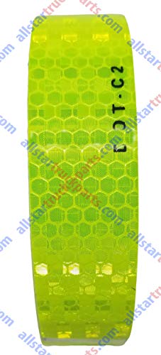 Fluorescent Yellow Green Reflective Tape DOT-C2 Conspiciuity Tape - Commercial ROLL - Automobile Car Truck Boat Trailer Semi Construction Equipment Safety (Fluorescent Yellow Green) (1 in x 20 FT) - size: 1 IN x 20 FT