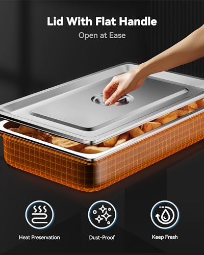 ZeroPone Hotel Pans with Lids, 4 Pack Full Size Thickened, 4" Deep - color: 4" Deep 4 Pack（Thickened）, size: 1/1 Size