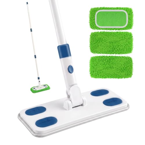 Sweeper Mop System with 3 Reusable Microfiber Mop Pads