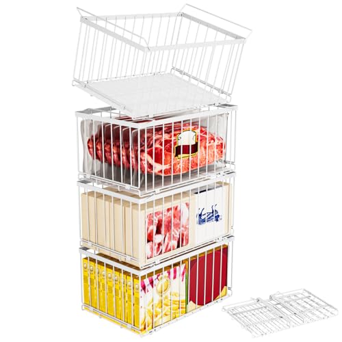 Large Freezer Organizer Bins for 5 to 9 Cu.Ft,Quick Expand/Collapse,4PACK