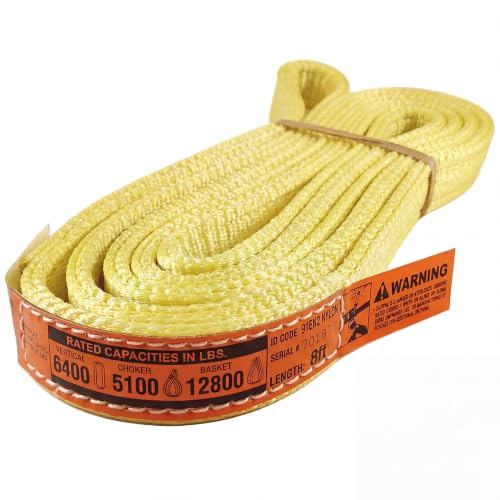 DD Sling (USA Made) 1" & 2" Widths by 4' to 12' Lengths In Listing, 2 Ply, Endless Nylon Lifting Slings, (900 webbing), 6,400 lbs Vertical, 5,100 lbs Choker, 12,800 lbs Basket (USA Made Nylon) (1"x8') - size: 1"x8'