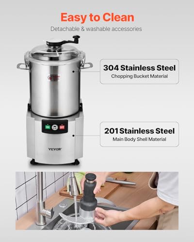 VEVOR Food Processor & Vegetable Chopper, 19 Quart Food-Grade Stainless Steel Food Processor Chopper with S-Curve Blade and Scraper, Ideal for Chopping Vegetables, Fruit, Grains, Nuts