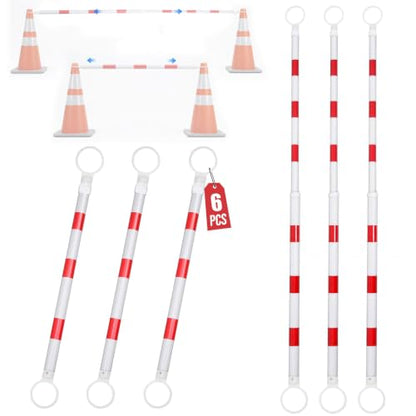 6 Pack Retractable Traffic Cone Bars, 4.04-7.22 ft, Cones Not Included