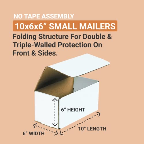 BOX USA Shipping Boxes Small 10"L x 6"W x 6"H 50-Pack - Heavy Duty Corrugated Cardboard Box for Moving, Mailing, Packing, Packaging and Storage - size: 10x6x6