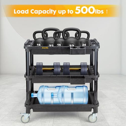 ELAFROS 3-Shelf Heavy Duty Rolling Utility Cart, 32.4 x 18.3 in - style: Standard