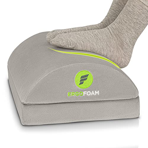 ErgoFoam Foot Rest for Under Desk at Work - Chiropractor Endorsed 2in1 Adjustable Premium Under Desk Footrest - Ergonomic Desk Foot Rest with High-Density Compression-Resistant Velvet Soft Foam (Grey) - color: Grey