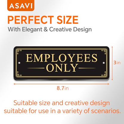“EMPLOYEES ONLY” Acrylic Sign – Waterproof & Fade-Resistant Staff-Only Notice with Strong Adhesive + Pre-Drilled Holes (8.7"x3") | Office, Warehouse, Restricted Areas (Black gold) - color: Black gold