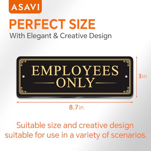 “EMPLOYEES ONLY” Acrylic Sign – Waterproof & Fade-Resistant Staff-Only Notice with Strong Adhesive + Pre-Drilled Holes (8.7"x3") | Office, Warehouse, Restricted Areas (Black gold) - color: Black gold