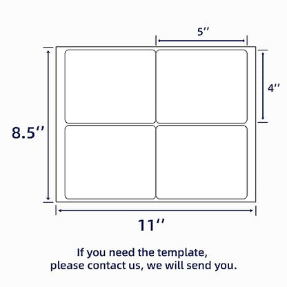 100 Sheets 400 Pcs 4"x5" 4 Up Shipping Address Labels for Laser & Inkjet Printers, Permanent Adhesive 4 per Page Shipping Labels, 4 to a Page Labels, 4 Stickers per Sheet - size: 4"x5"--400 Labels