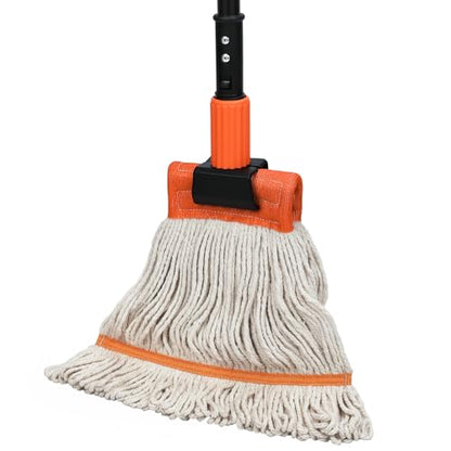 KalTell Commercial Mop, 58" Heavy Duty Industrial Mops for Floor Cleaning, String Cotton Mops Wet Mop Professional Janitor Mop for Home,Garage,Office, Workshop, Warehouse-Safety Orange