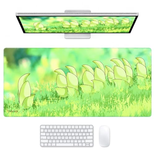 Large Desk Mat Green Meadow Mouse Pad Extended Keyboard Mat 35.4 x 15.7 - color: Greenfield Fresh