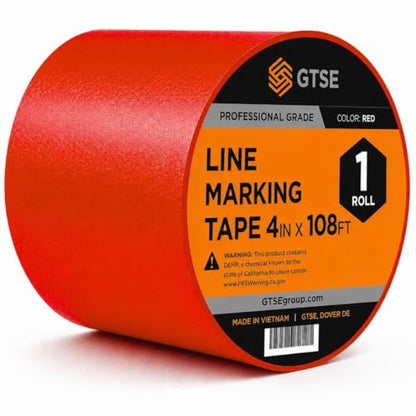 GTSE - Red Vinyl PVC Floor Tape 4 inch x 108ft Safety Marking Tape - color: Red, size: 4" x 108 ft