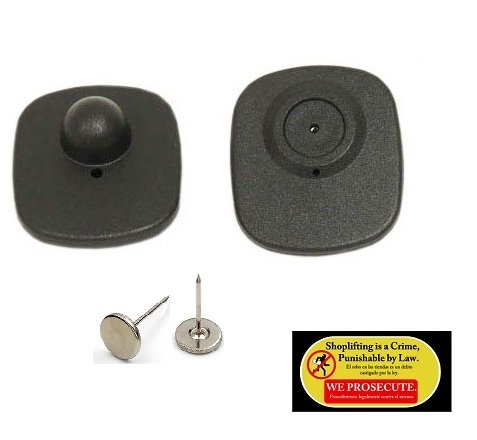 1000 Checkpoint Compatible 8.2MHz Mini Sensor Hard Tag Black with pin + 1 Loss Prevention Sticker