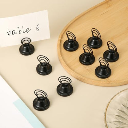 NQEUEPN 12Pcs Table Number Holders, Metal Black Finish Wire Picture Stands