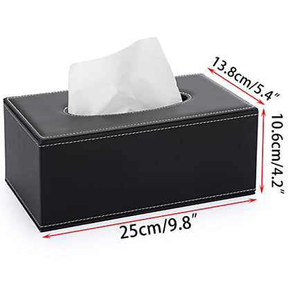 Sumnacon Tissue Box Cover Rectangle,Magnetic Bottom,PU Tissue Box Holder,M - color: Black, size: Medium
