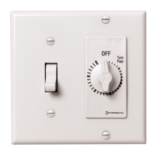 Intermatic FD5MW 5-Minute Spring-Loaded Automatic Shut-off In-Wall Timer for Fans and Lights, White - color: White, size: 5-Minute, style: Without Hold on Timer