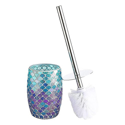WHOLE HOUSEWARES | Modern Toilet Brush Set | Toilet Bowl Brush and Holder | Bathroom Accessory Set | Toilet Brushes for Bathroom | Freestanding Mosaic Toilet Bowl Cleaner (Mermaid) - color: Mermaid