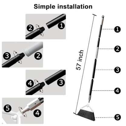 Heavy Duty White Angle Broom with Long Handle - 4 Pack - color: 4pack White
