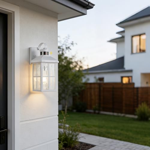 2 Pack Motion Sensor Porch Light Dusk to Dawn Outdoor Wall Light - color: White 2