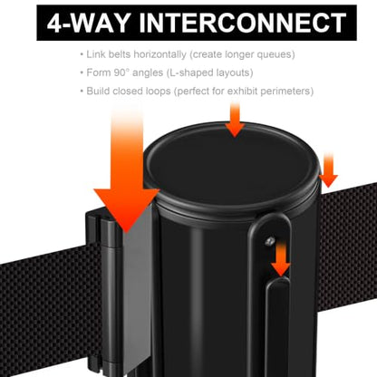OangeStar 4-Pack Crowd Control Stanchions,Heavy Duty Queue Barriers - color: Black