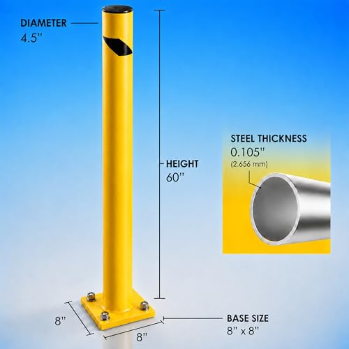 Crowd Control Warehouse Trafford Industrial 60-Inch Steel Bollard, Yellow - size: 60 inches