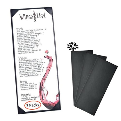3 Packs of Leather Menu Covers for with Strong Wood Inside for 4.25x11 inch, Leather Single Panel Menu Holder for Restaurant,Wine List, Drinks, Cafes, Bar, Hotel,Cocktail(4.25"x11"/Single View /3Pcs) - size: 4.25 x 11 inch/single view/3 pcs