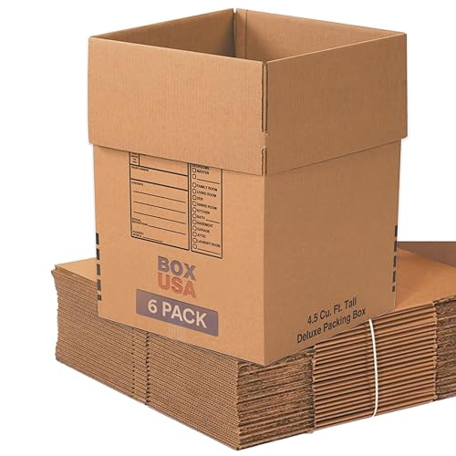 BOX USA Heavy Duty Moving Boxes 18"L x 18"W x 24"H (6-Pack) Large - Corrugated Cardboard Box for Shipping, Mailing, Packing, Packaging and Storage - size: Heavy Duty 6-Pk 18x18x24"