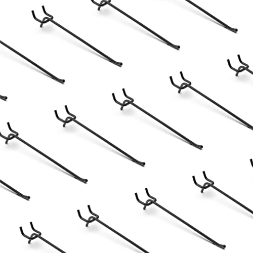 HUHOLE 25 Pack 8 Inch Black Pegboard L Hooks for 1/4 Inch Pegboard - size: 8 Inch