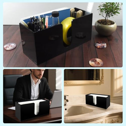 Paper Towel Holder for Countertop, 2 Pack Black Acrylic Napkin Dispenser