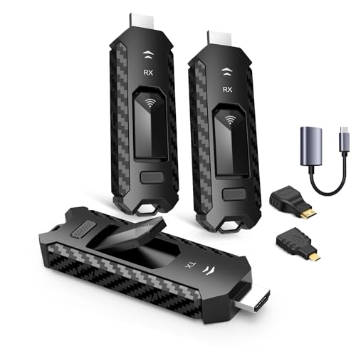 Wireless HDMI PRO- Transmitter and Two Receiver, Portable Multi-TVs Extender Kit, Plug and Play, Heat-Control, 5.8G/2.4G @60Hz 165FT/50M, Wirelessly Stream Video from Laptop to Multiple HDTVs/Monitors - size: 1TX+2RX