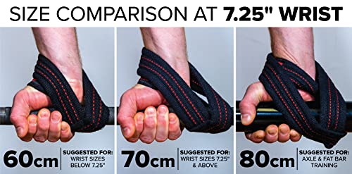 SERIOUS STEEL FITNESS Red Figure 8 Lifting Straps | Deadlift & Strongman Axle Straps - 3 Sizes - color: Black, size: (60 CM - Less than 7.25" Wrist)