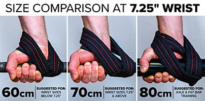 SERIOUS STEEL FITNESS Red Figure 8 Lifting Straps | Deadlift & Strongman Axle Straps - 3 Sizes - color: Black, size: (80 CM - Axle Bars)