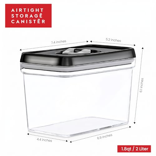 DWËLLZA KITCHEN Airtight Food Storage Containers - Pantry Snacks Kitchen Container, Baking Supplies, 4LB Sugar & Flour Canister - 4 Pc Set All Same Size - Clear Plastic BPA-Free - Keeps Fresh & Dry - color: 06 - 2 Liters (Set of 4)