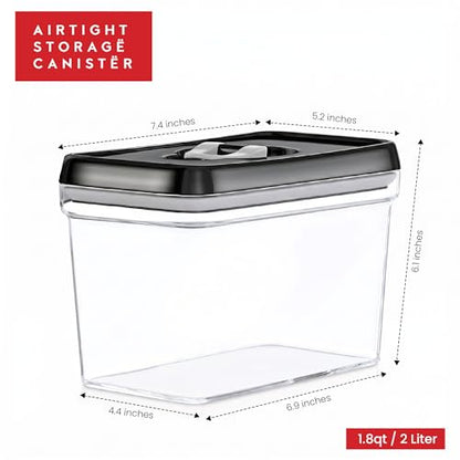 DWËLLZA KITCHEN Airtight Food Storage Containers - Pantry Snacks Kitchen Container, Baking Supplies, 4LB Sugar & Flour Canister - 4 Pc Set All Same Size - Clear Plastic BPA-Free - Keeps Fresh & Dry - color: 06 - 2 Liters (Set of 4)