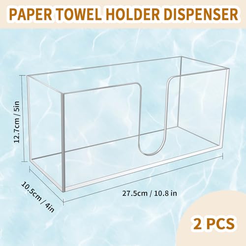2 Pack Acrylic Paper Towel Holder, Countertop Napkin Dispenser for C-Fold