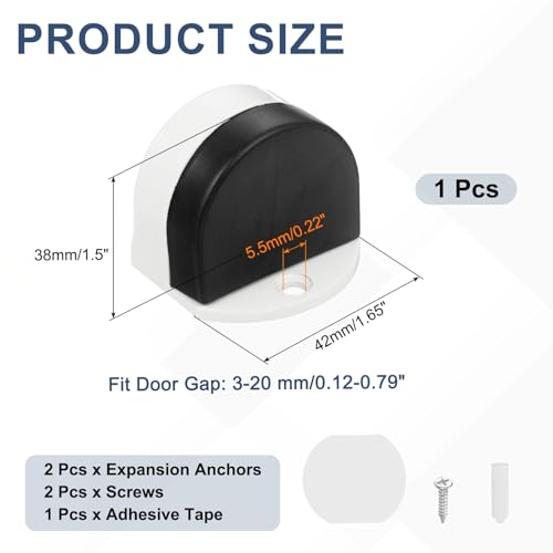 uxcell Low Dome Floor Door Stop 1.5" H x 1.65" W, Stainless Steel - color: White