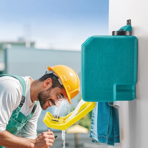 VEVOR Portable Eye Wash Station 8 Gal, OSHA-Approved Eyewash Station Wall-Mounted/On Flat Surface, Emergency Eye Wash Unit with 2 Sprays, First Aid Eyewash Units for Schools, Labs, Factories, Green - style: Portable Eye Wash Station 8 Gal