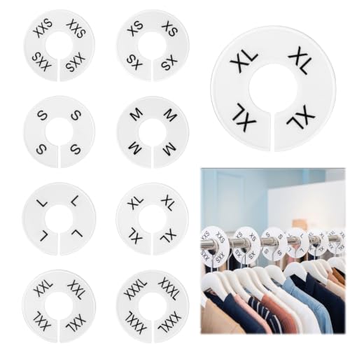 8Pcs White Closet Divider Round Clothing Rack Size Dividers