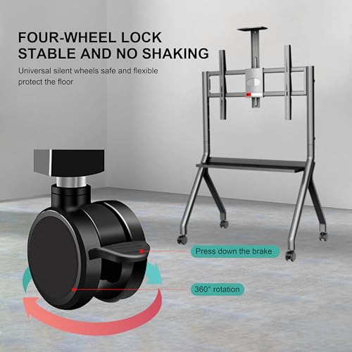 42"-75" Smart Board Stand for Interactive Whiteboard，Mobile Stand for Smart Whiteboard with Lockable Wheels，Smart Board for Classroom Office（Silver）
