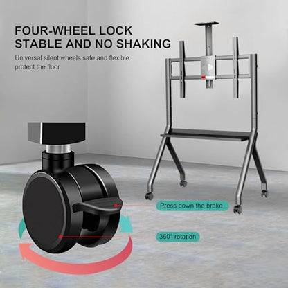 42"-75" Smart Board Stand for Interactive Whiteboard，Mobile Stand for Smart Whiteboard with Lockable Wheels，Smart Board for Classroom Office（Silver）