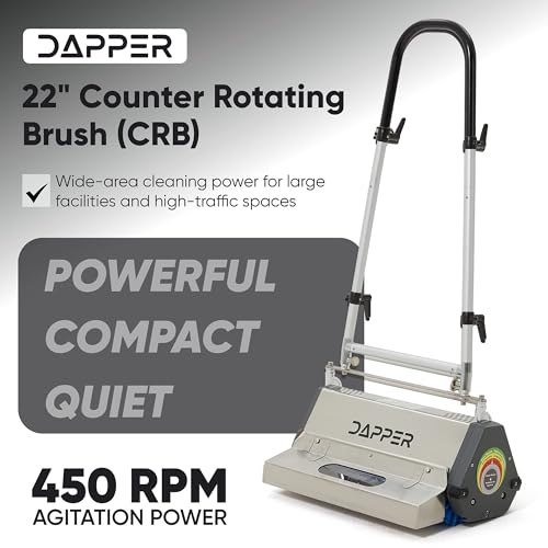 22" Counter-Rotating Brush (CRB) Commercial Carpet & Hard Floor Cleaning Machine – 450 RPM, Quiet 53 dBA, Durable 60 lb Wide-Area Scrubber – Ideal for Banquet Halls, Event Centers & Large Facilities - size: 22"