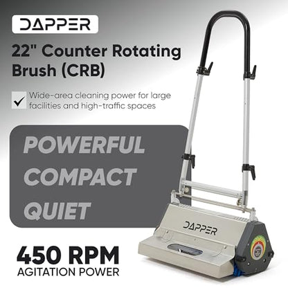 22" Counter-Rotating Brush (CRB) Commercial Carpet & Hard Floor Cleaning Machine – 450 RPM, Quiet 53 dBA, Durable 60 lb Wide-Area Scrubber – Ideal for Banquet Halls, Event Centers & Large Facilities - size: 22"