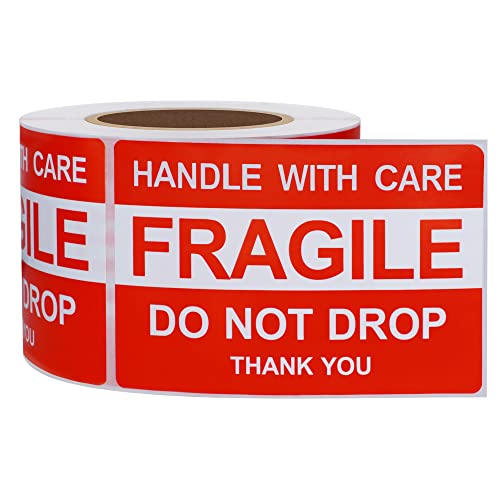 Hybsk Do Not Drop Thank You Fragile Stickers Adhesive Label 300 Per Roll (2x3 inch) - size: 2x3 inch