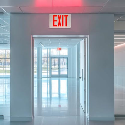 Universal Red Light LED Exit Sign OSHA Commercial, 1 Pack - color: White Housing+Red Letter, size: 1 Pack