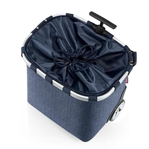 reisenthel carrycruiser Herringbone Dark Blue - Portable Shopping Trolley with Sturdy Aluminum Frame, Shoulder Strap and Removable mesh Inner Bag -Water-Repellent - color: Herringbone Dark Blue